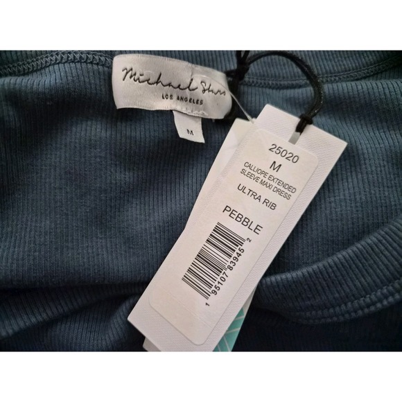 Michael Stars Calliope Extended Sleeve Maxi Dress Pebble Blue Ribbed Knit Size M - Picture 8 of 8
